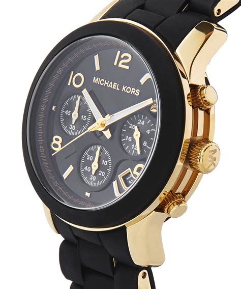 black and gold michael kors watch women'|michael kors black diamond watch.